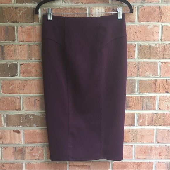 Zara Midi Pencil Skirt Wine / Burgundy - Picture 1 of 5